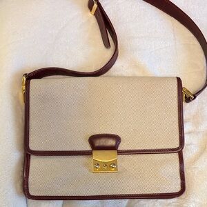 Vintage Burgundy and Cream Shoulder Bag